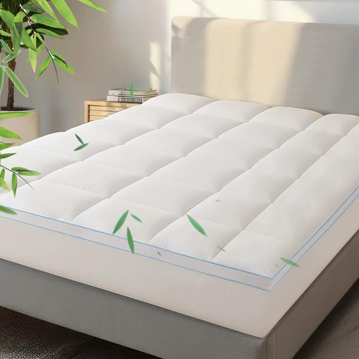 LINENLINK Bamboo Mattress Topper 5cm Hotel Style Plush Comfort