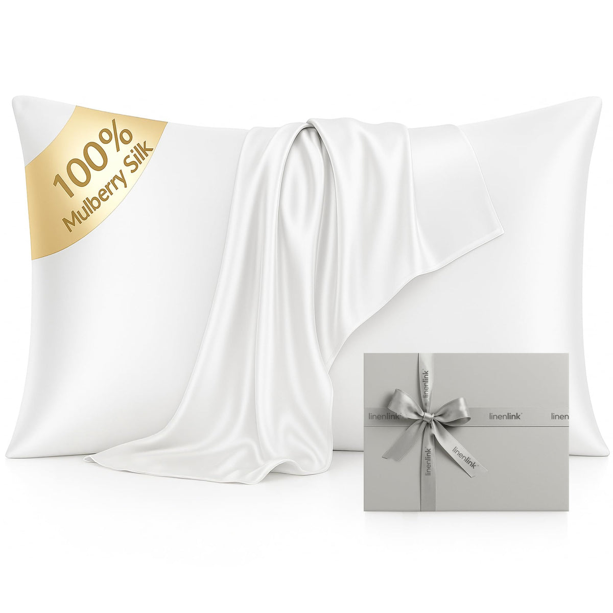 LINENLINK 100% Mulberry Silk Pillowcases, 2 Pack