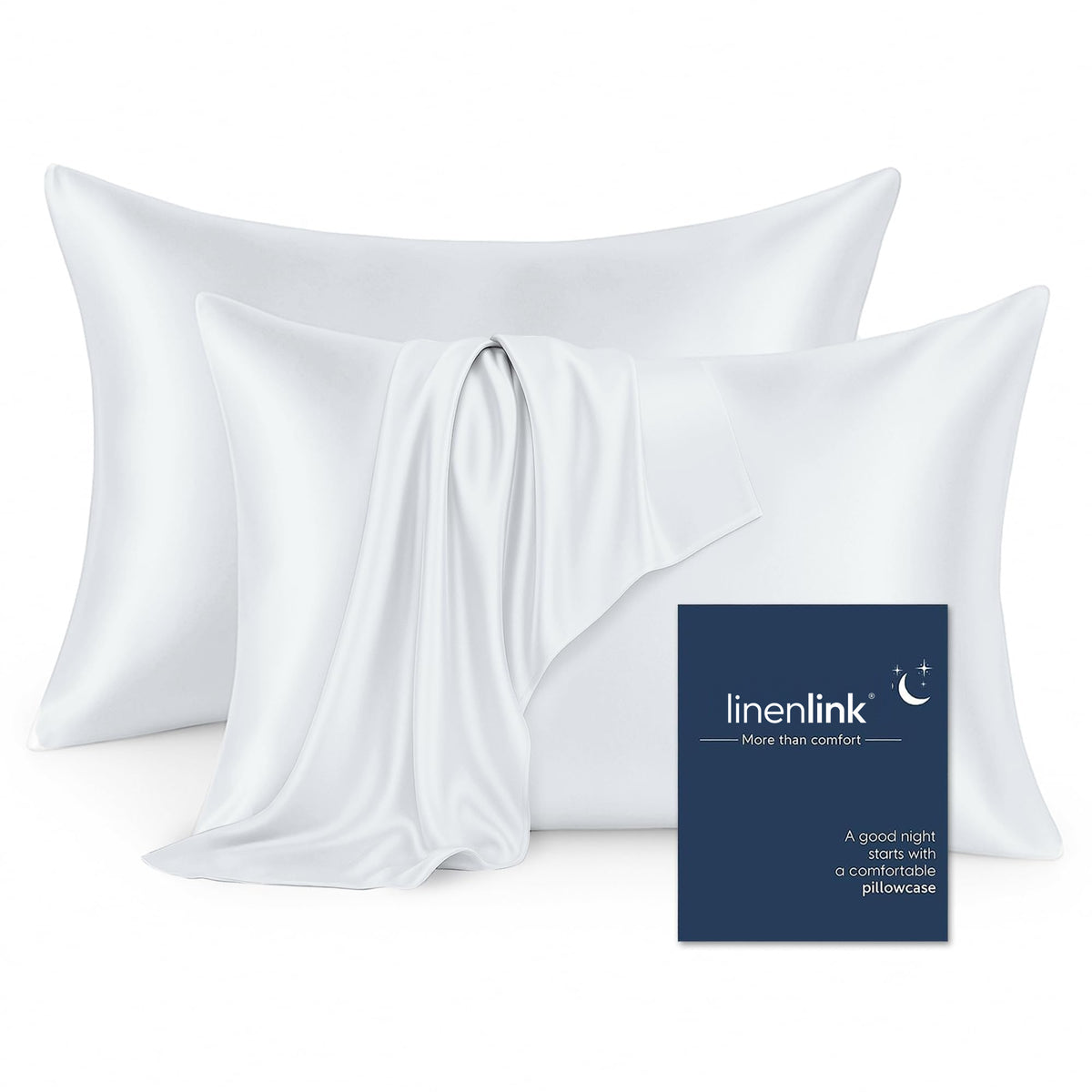 LINENLINK Faux Silk Pillowcases for Hair & Skin, 2 Pack