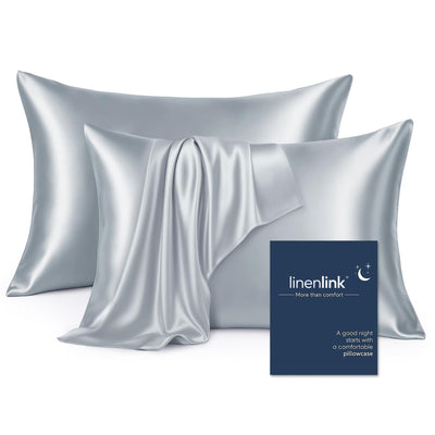 LINENLINK Faux Silk Pillowcases for Hair & Skin, 2 Pack