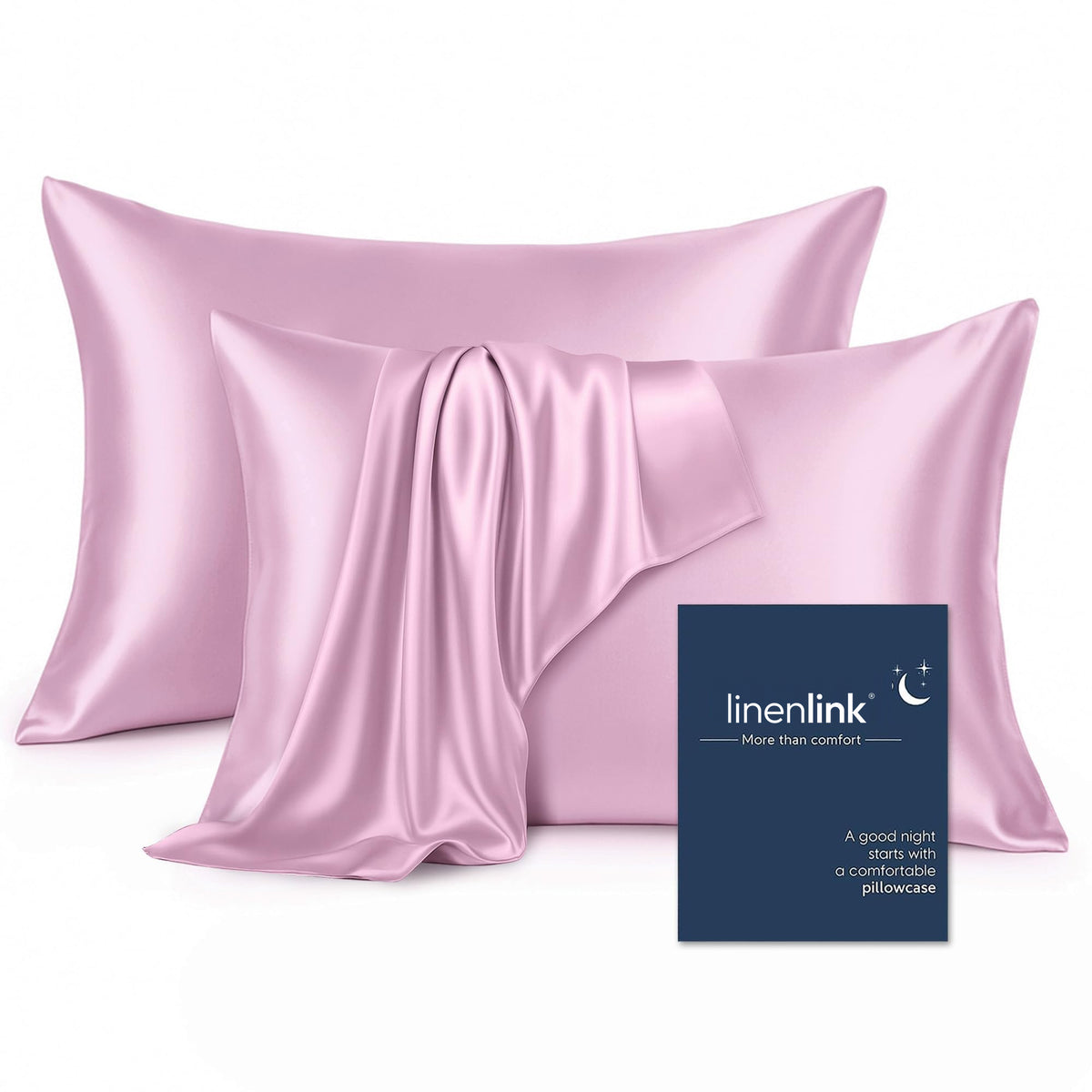 LINENLINK Faux Silk Pillowcases for Hair & Skin, 2 Pack