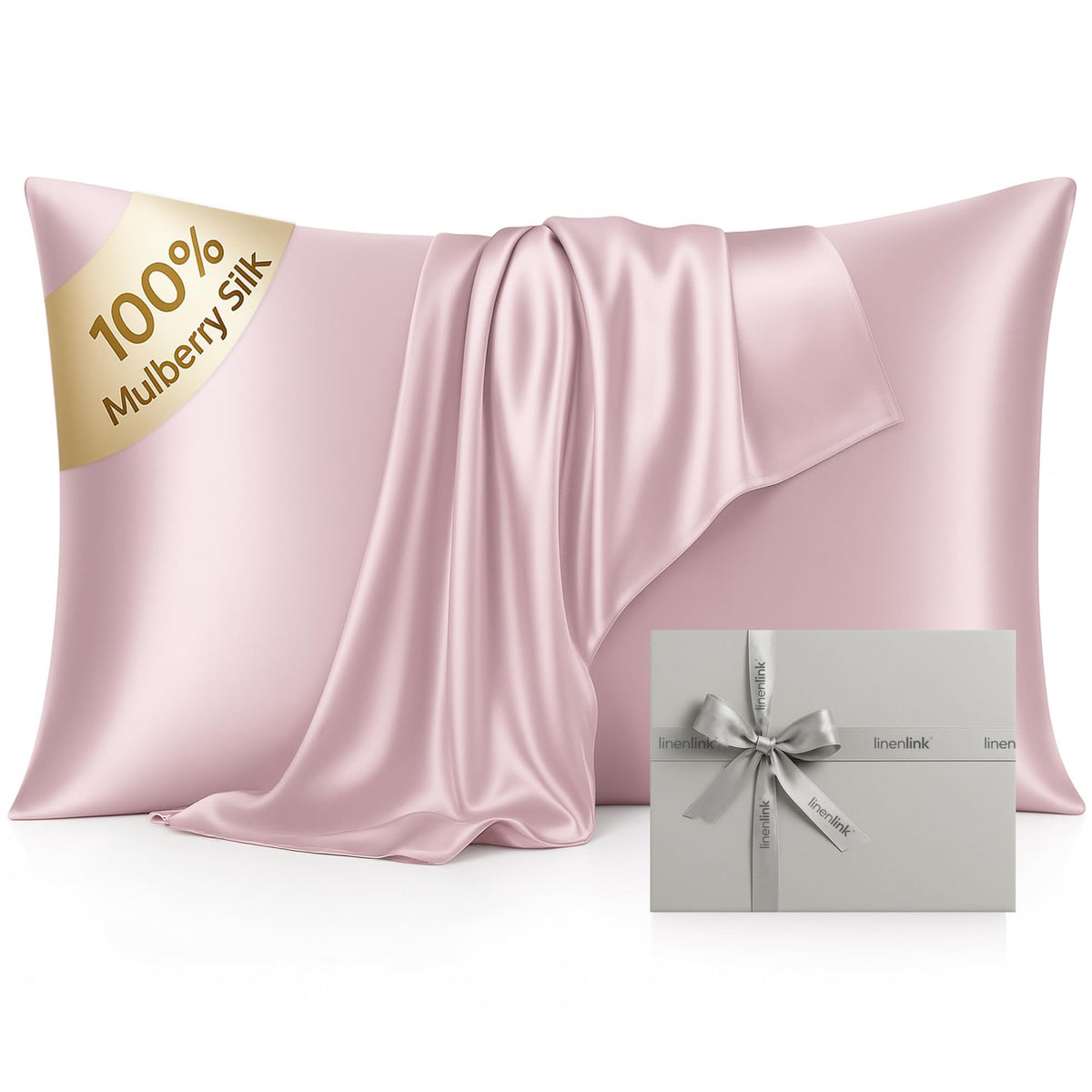 LINENLINK 100% Mulberry Silk Pillowcases, 2 Pack