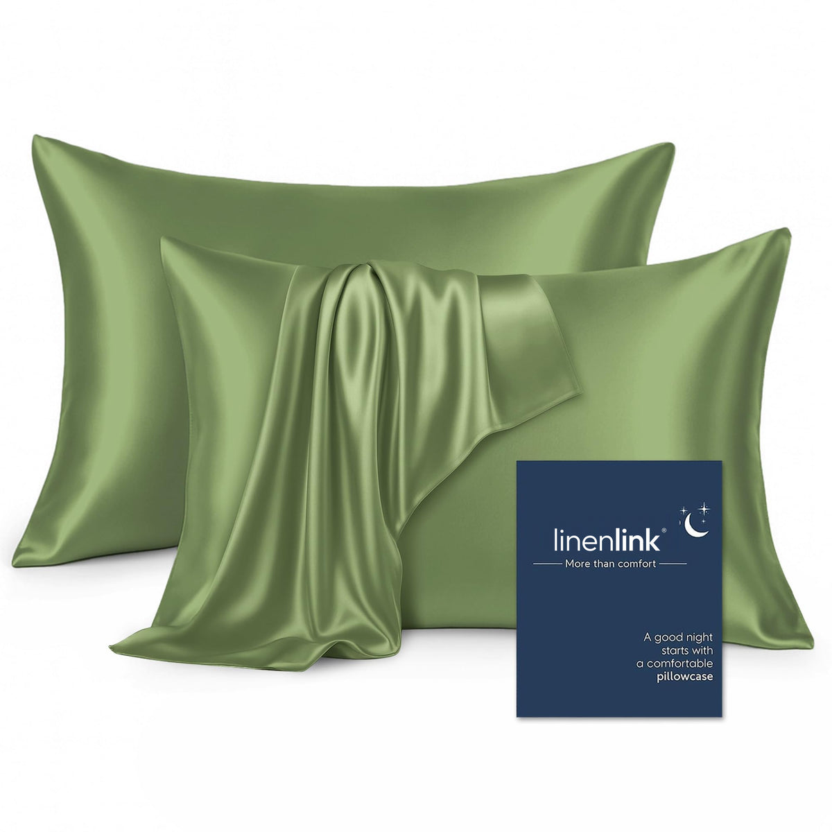 LINENLINK Faux Silk Pillowcases for Hair & Skin, 2 Pack