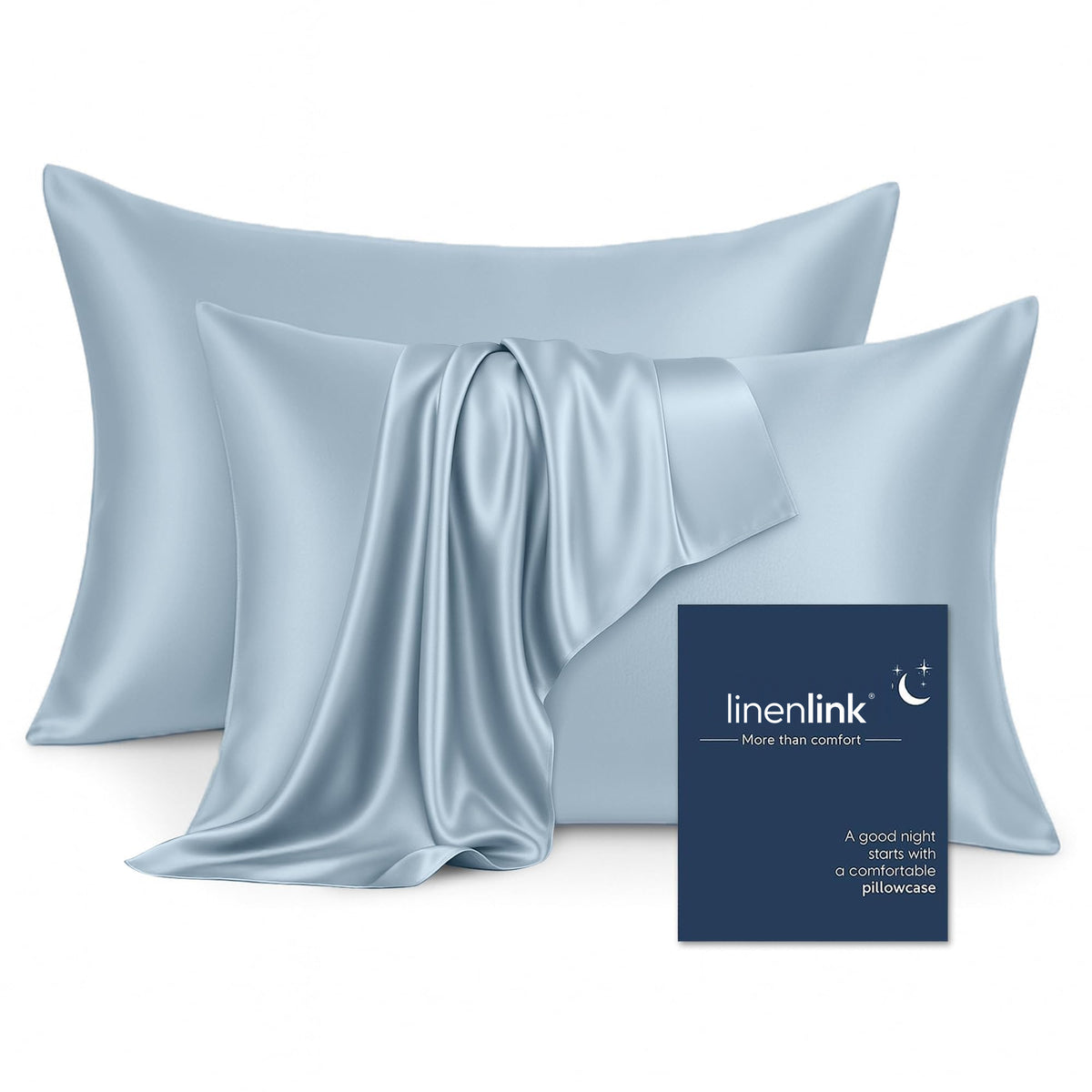 LINENLINK Faux Silk Pillowcases for Hair & Skin, 2 Pack