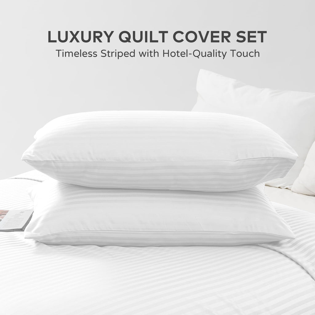 LINENLINK Hotel-Quality Stripe Quilt Cover Set