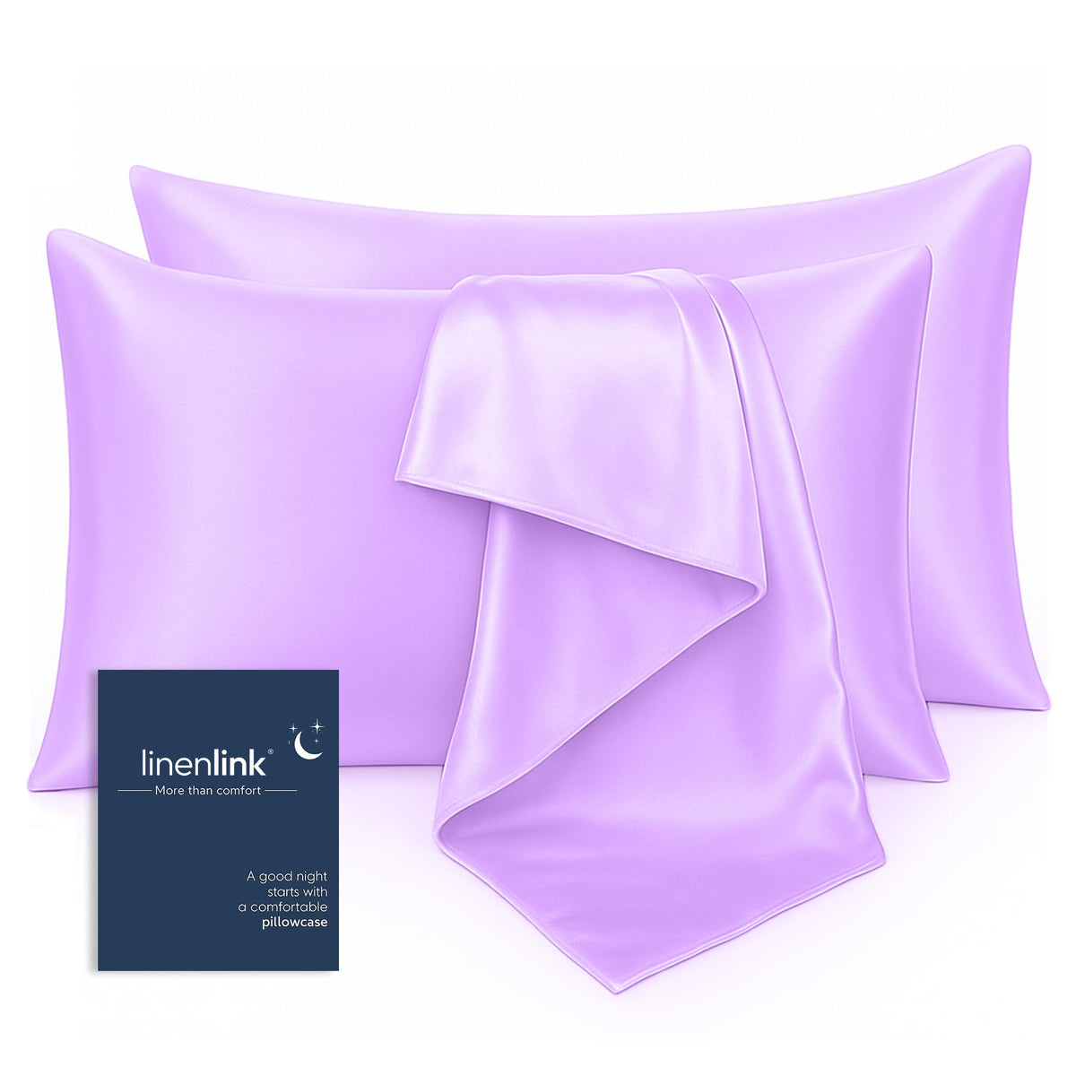 LINENLINK Silky Satin Pillowcases, 2 Pack