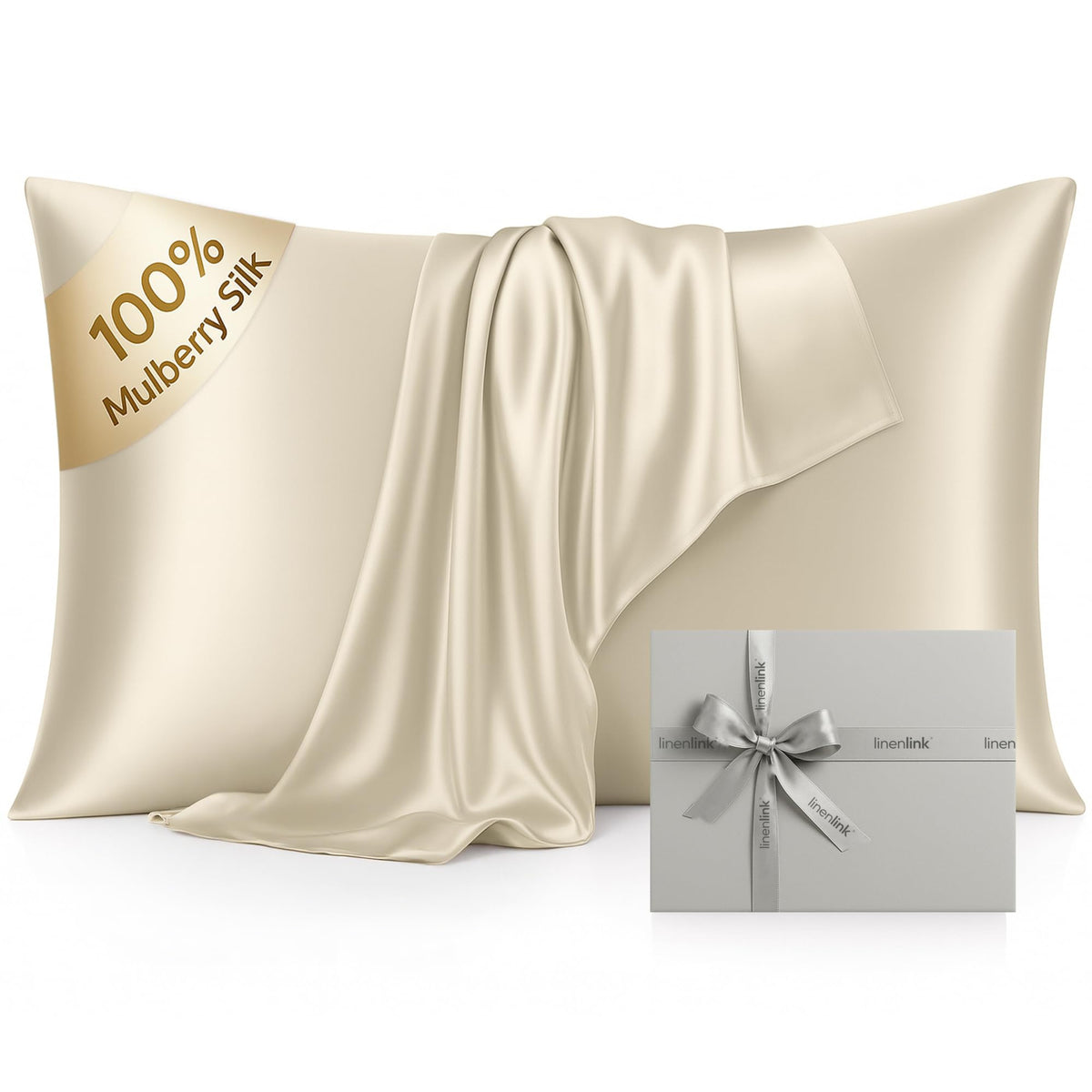 LINENLINK 100% Mulberry Silk Pillowcases, 2 Pack