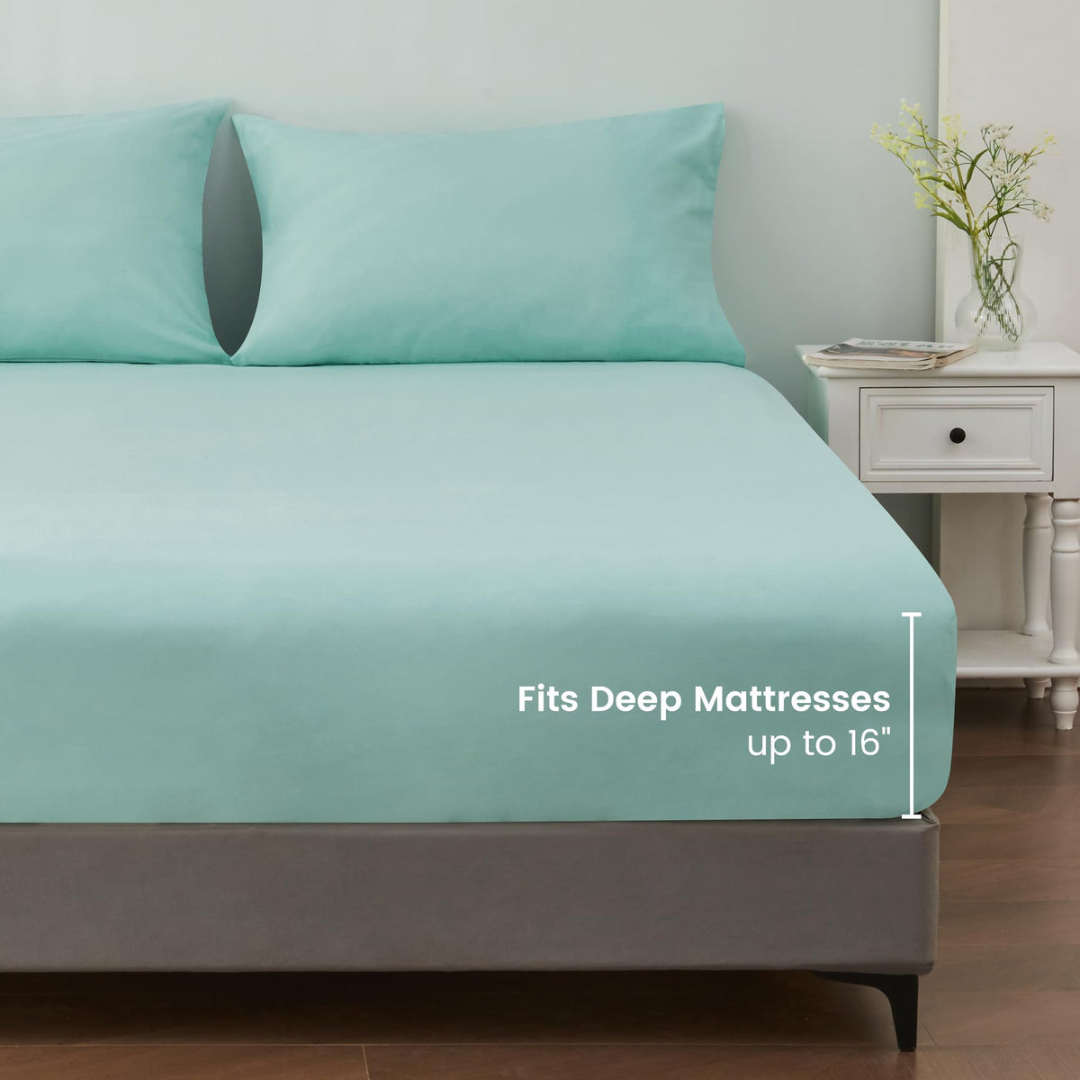 LINENLINK Luxury Cotton Blend Fitted Sheet Only- Soft & Breathable Fitted Sheet with 40cm Deep Pocket - Shrinkage & Fade Resistant