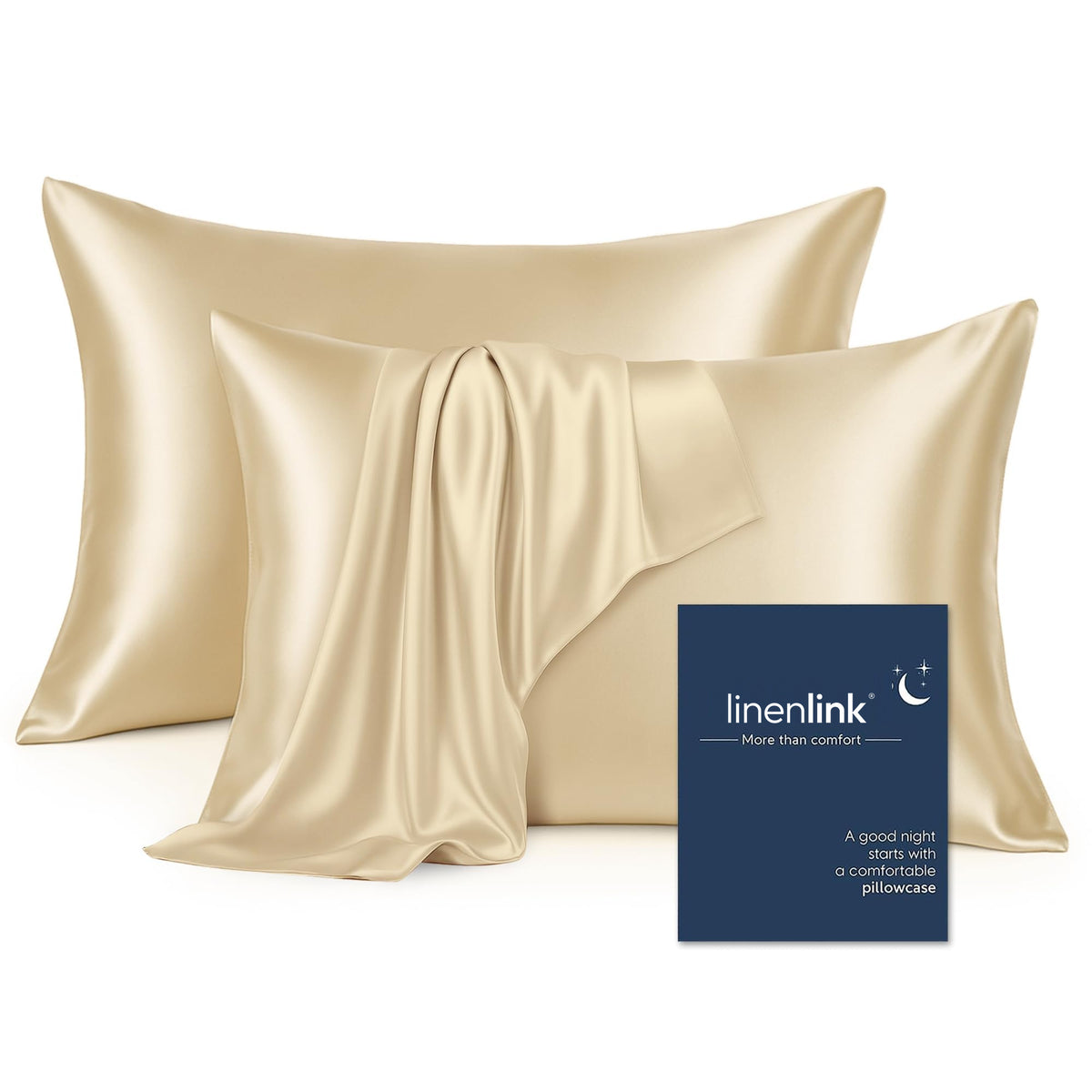 LINENLINK Faux Silk Pillowcases for Hair & Skin, 2 Pack