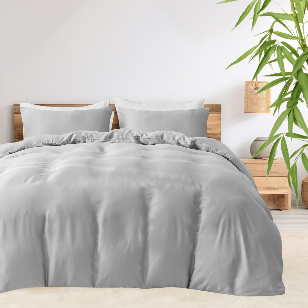 LINENLINK 100% Bamboo Quilt Cover Set for Hot Sleepers, Teal Blue