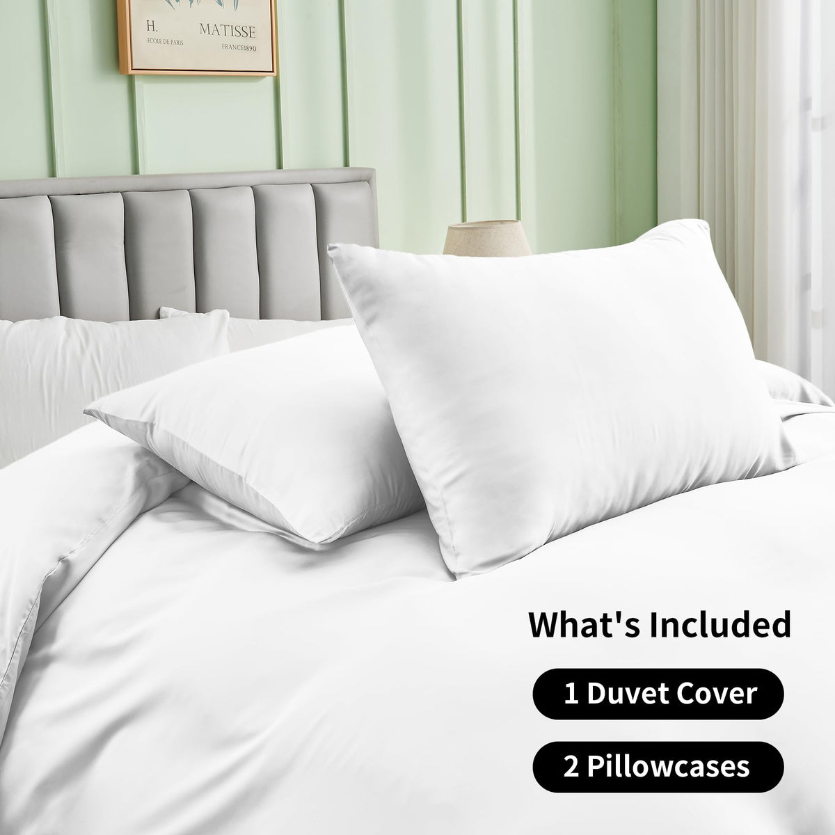 LINENLINK 100% Bamboo Quilt Cover Set for Hot Sleepers, Teal Blue