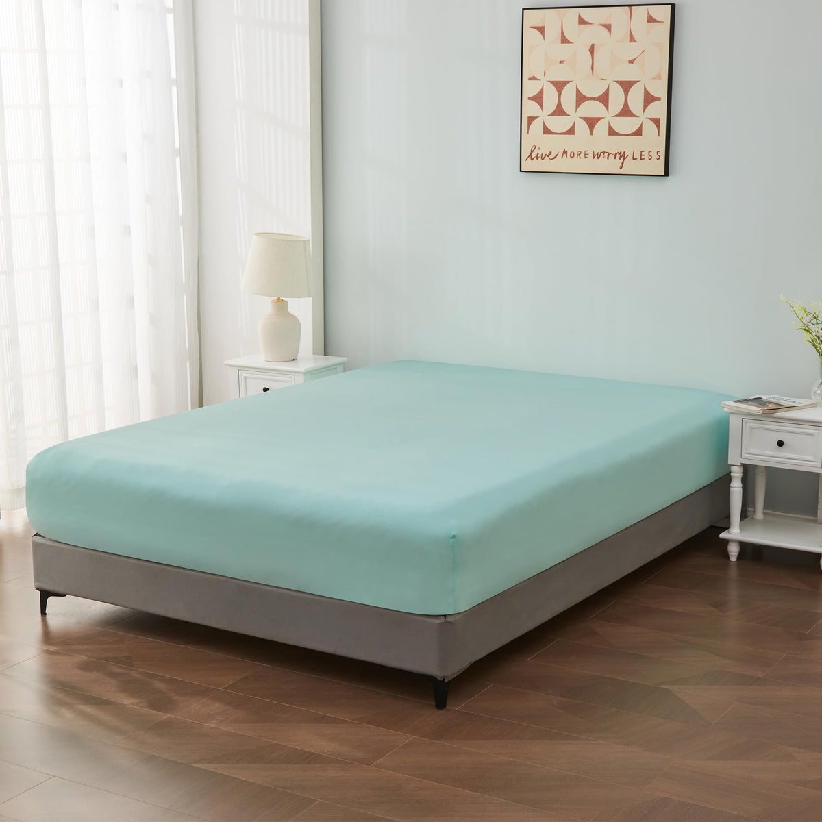 LINENLINK Luxury Cotton Blend Fitted Sheet Only- Soft & Breathable Fitted Sheet with 40cm Deep Pocket - Shrinkage & Fade Resistant