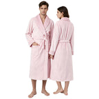 LINENLINK Flannel Fleece Robe for Women & Men, Soft Warm Bathrobe Dressing Gown with Shawl Collar and 2 Deep Pockets, Long Plush Robes for After Shower, Spa and Lounging