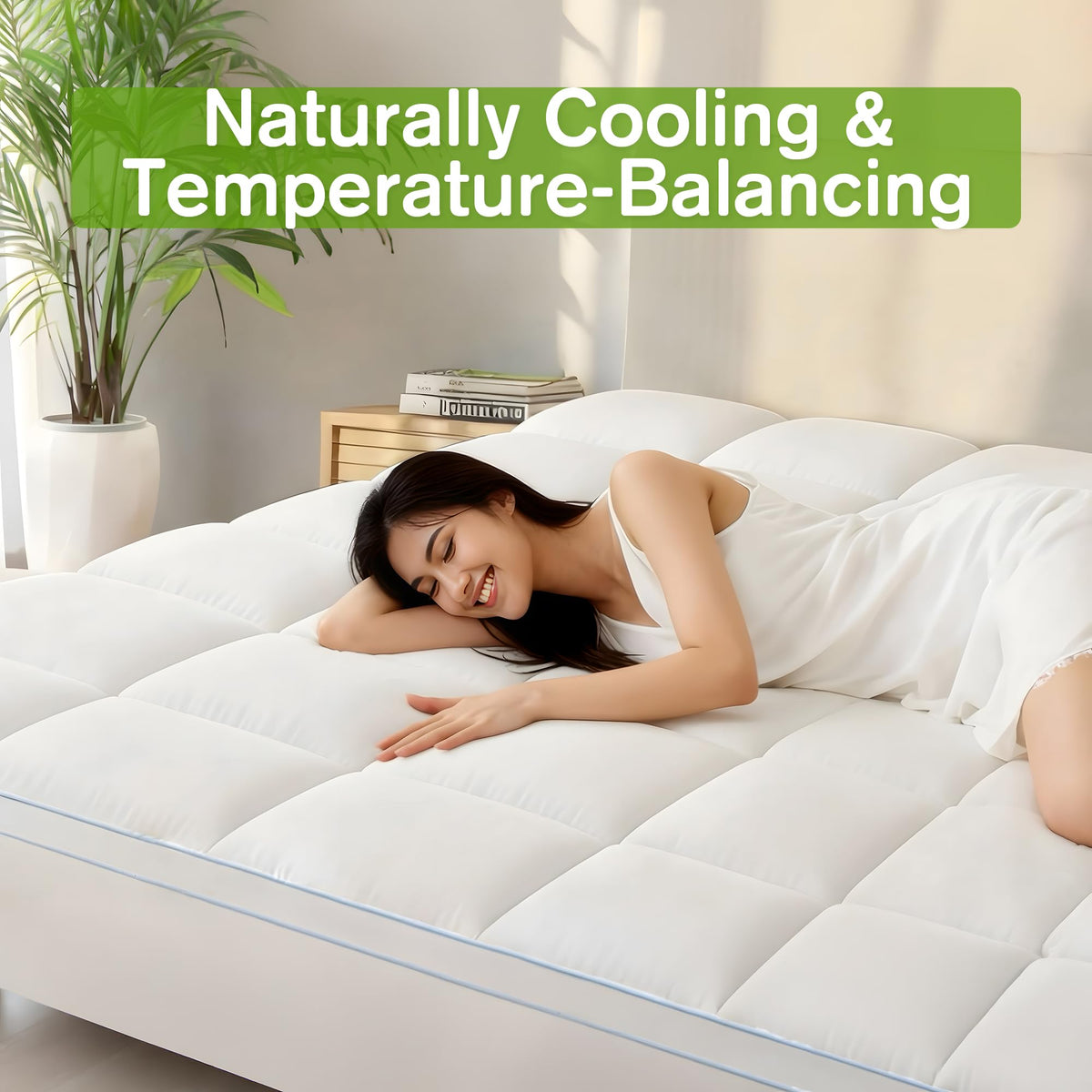 LINENLINK Bamboo Mattress Topper 5cm Hotel Style Plush Comfort