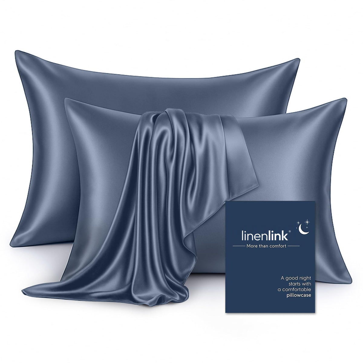 LINENLINK Faux Silk Pillowcases for Hair & Skin, 2 Pack