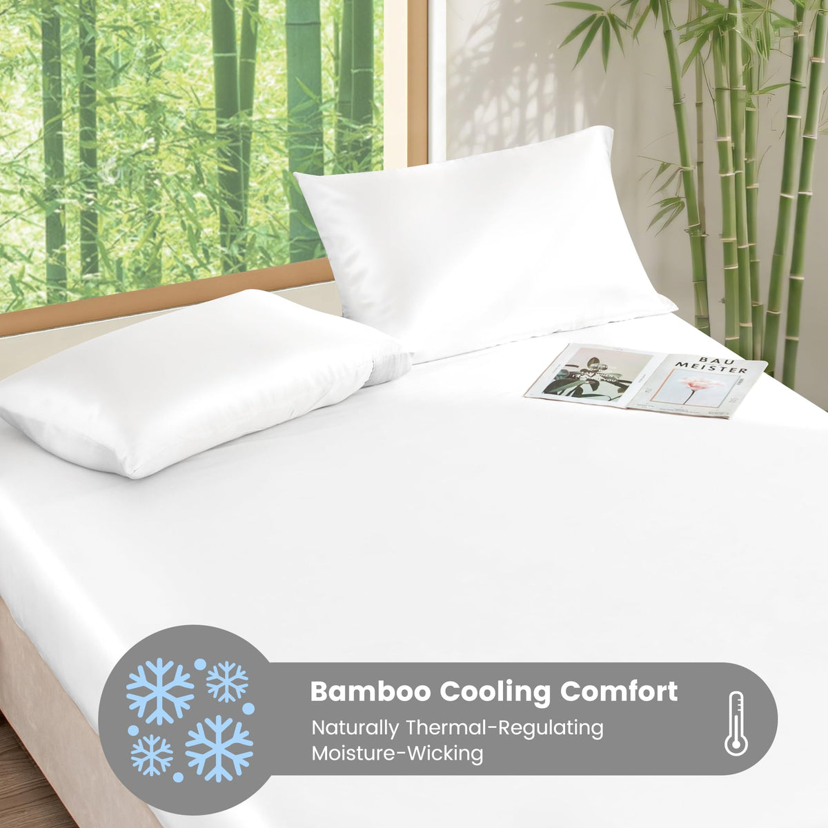 LINENLINK 100% Bamboo Sheet Set 4 Piece for Hot Sleepers