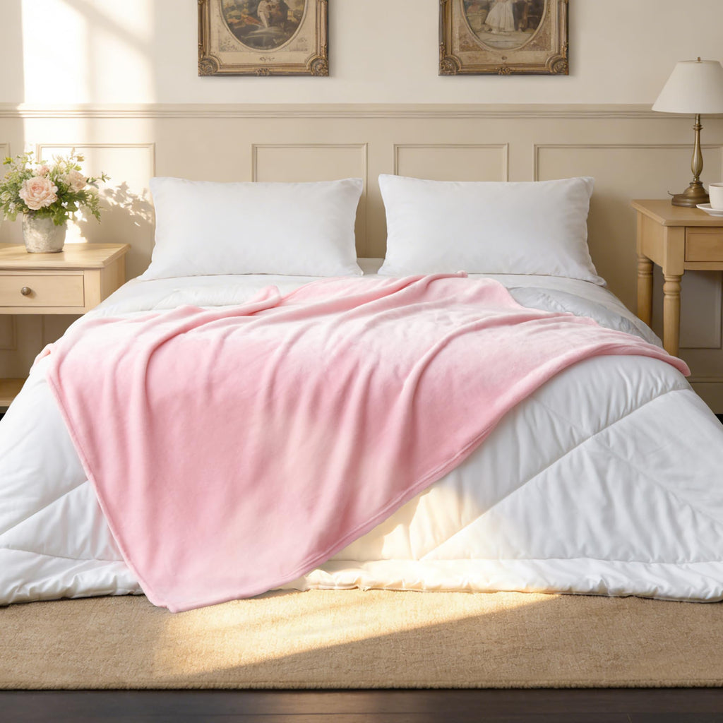 LINENLINK 300GSM Fleece Blanket, Super Soft and Warm Flannel for Bed, Sofa, Couch, Travel or Gift