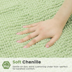 LINENLINK Chenille Bath Mat, Extra Soft Shaggy Absorbent Bathroom Rug, Non-Slip Bath Rugs for Bathtub, Shower, Kitchen, Machine Washable