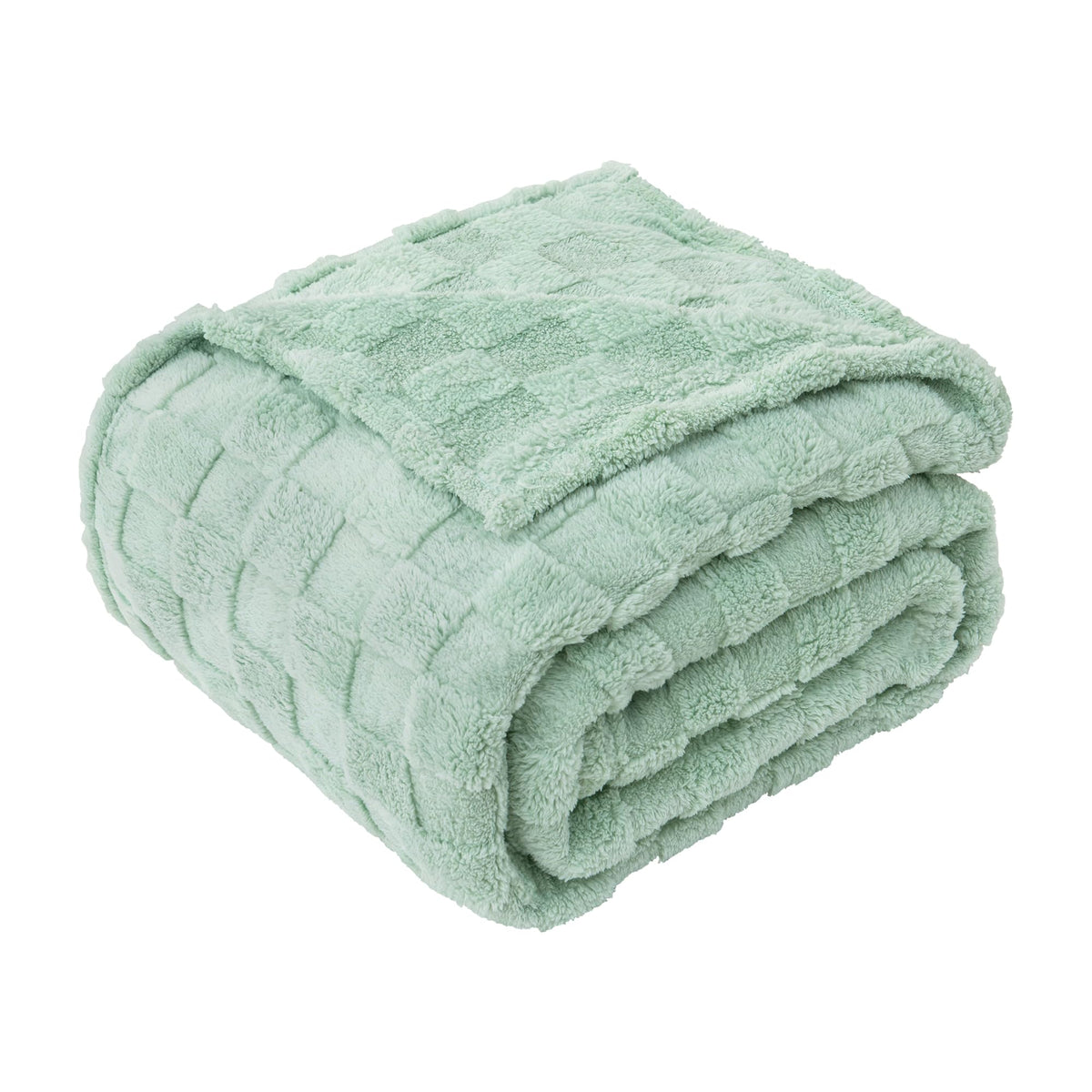 LINENLINK Fleece Blanket, 300GSM Checkered Coral Fleece Blanket for Couch or Bed, Soft Lightweight Warm Blankets for All Seasons