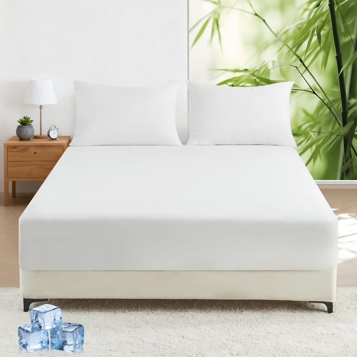 LINENLINK 2000TC Bamboo Fitted Sheet for Hot Sleepers