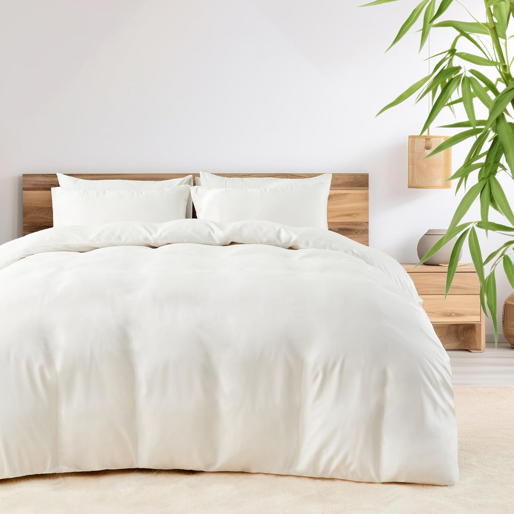 LINENLINK 100% Bamboo Quilt Cover Set for Hot Sleepers, Teal Blue