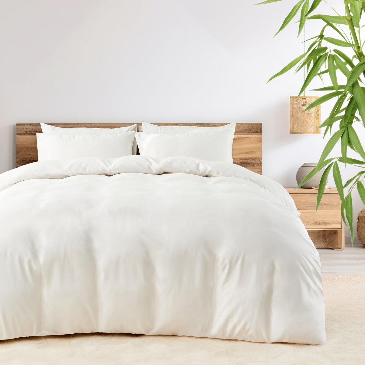 LINENLINK 100% Bamboo Quilt Cover Set for Hot Sleepers, Teal Blue