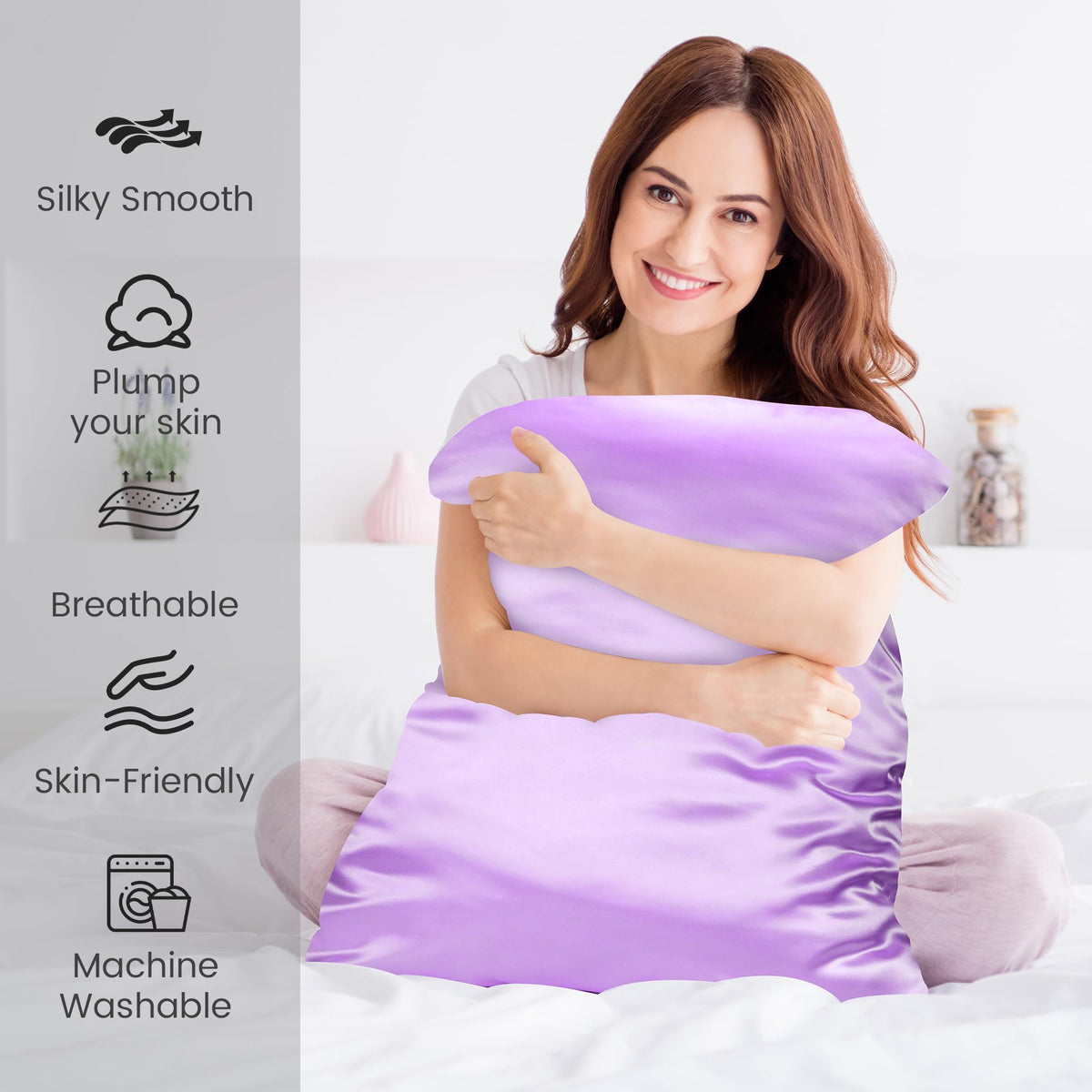 LINENLINK Silky Satin Pillowcases, 2 Pack
