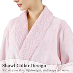 LINENLINK Flannel Fleece Robe for Women & Men, Soft Warm Bathrobe Dressing Gown with Shawl Collar and 2 Deep Pockets, Long Plush Robes for After Shower, Spa and Lounging