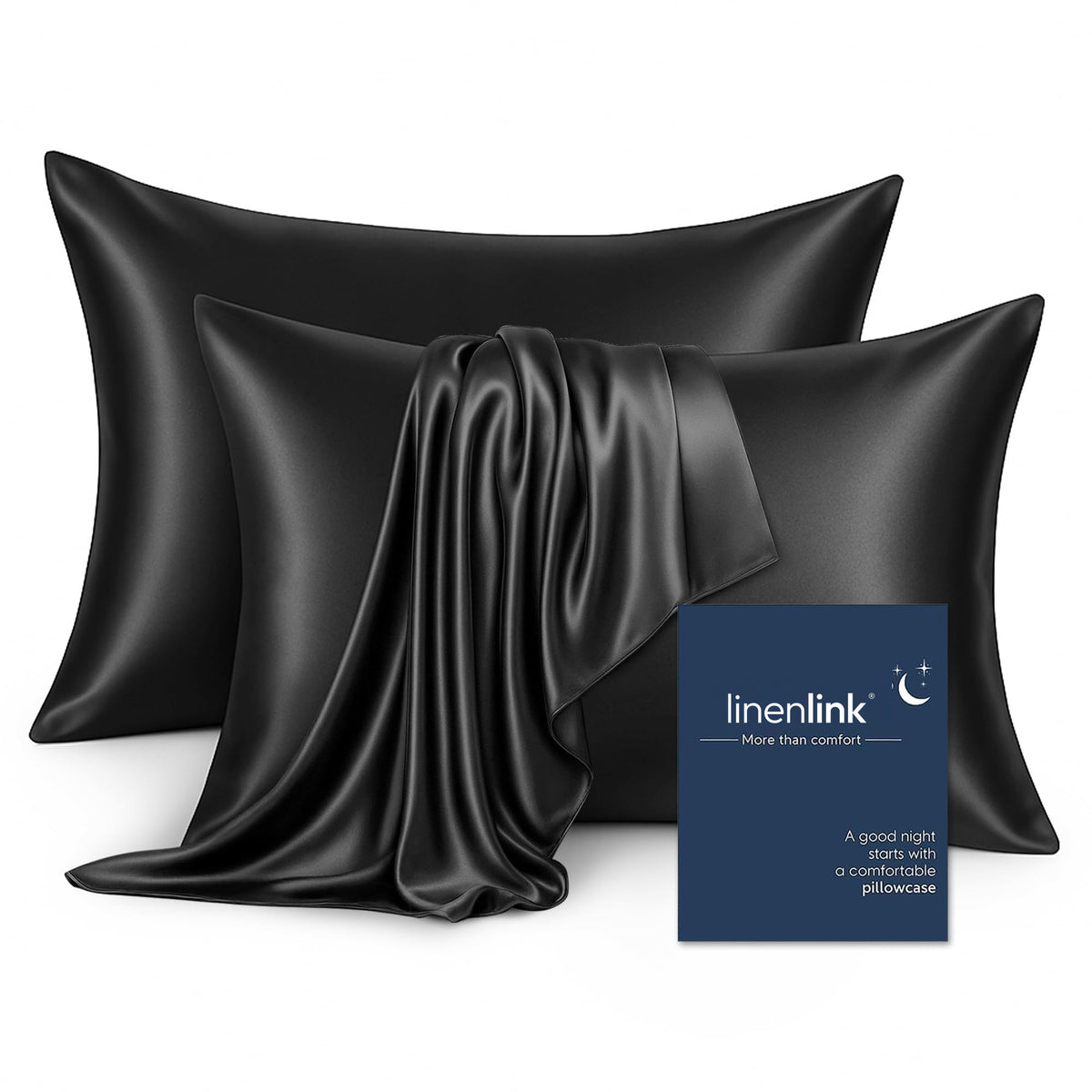 LINENLINK Faux Silk Pillowcases for Hair & Skin, 2 Pack