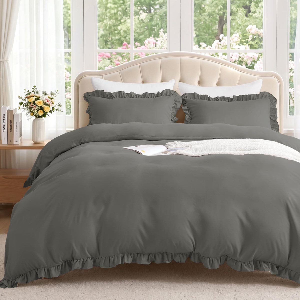 LINENLINK Romantic Ruffle Microfibre Quilt Cover Set