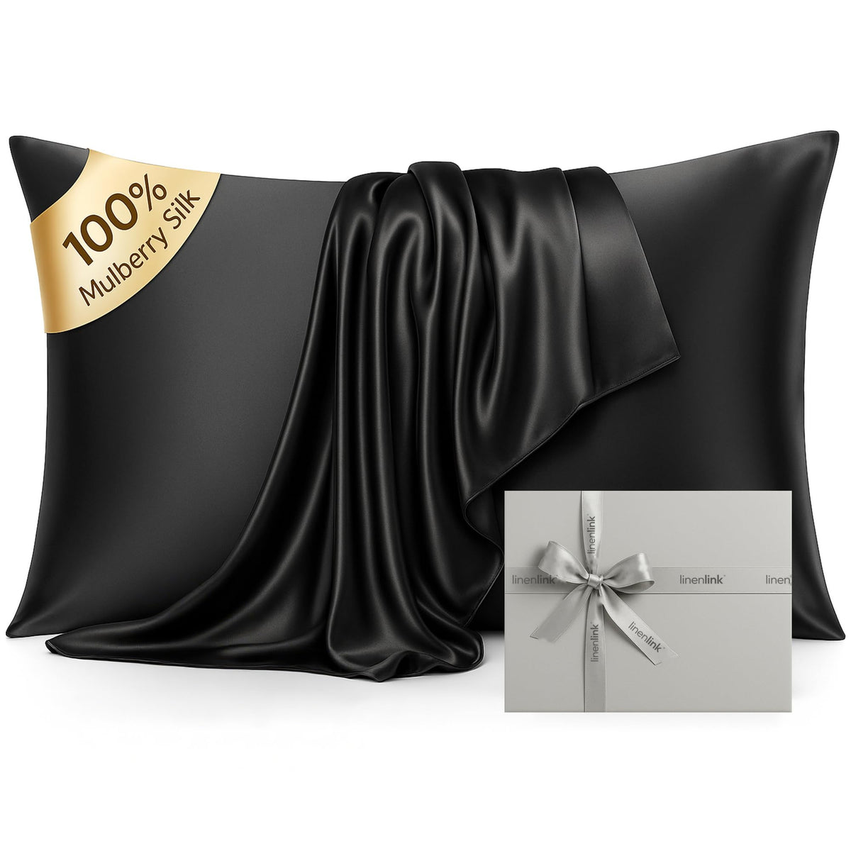 LINENLINK 100% Mulberry Silk Pillowcases, 2 Pack
