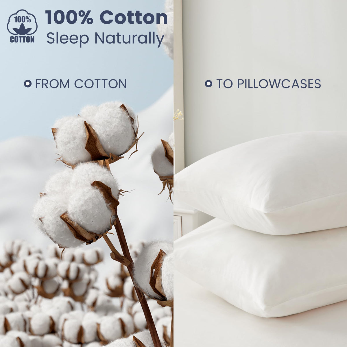 LINENLINK 100% Cotton Pillowcases, 2 Pack