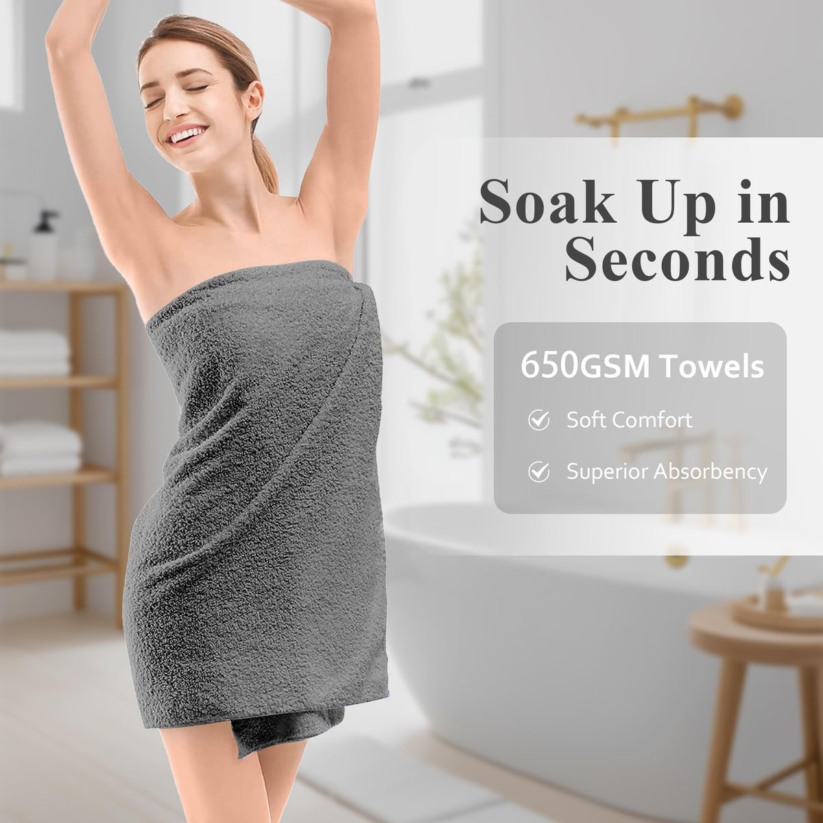 LINENLINK 100% Cotton Bath Towels, 4 Pack