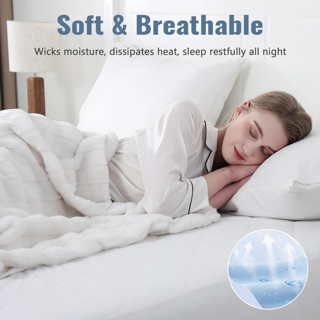 LINENLINK 100% Cotton Quilted Mattress Pad Protector