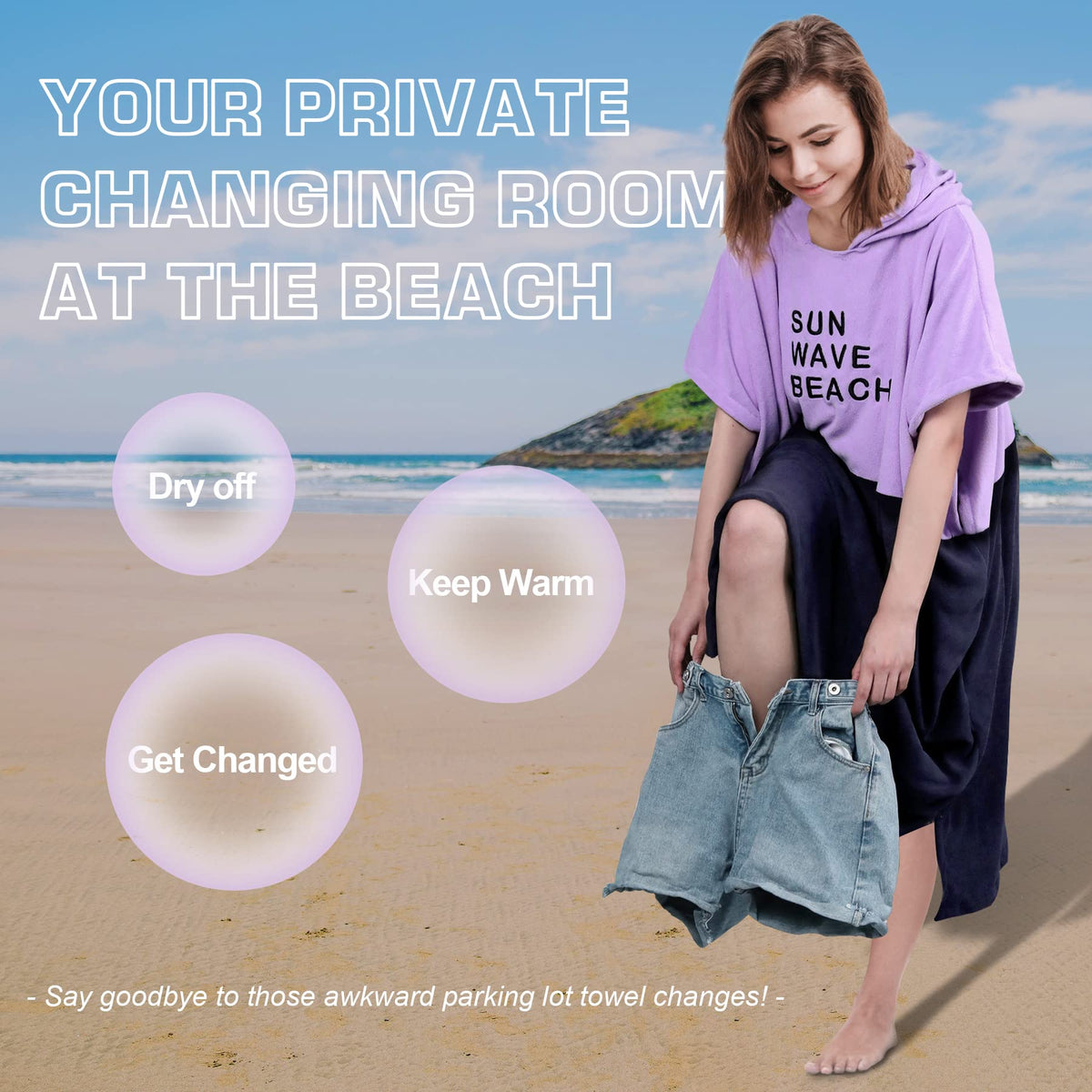 LINENLINK Surf Poncho Changing Robe with Hood Quick Dry Microfiber Changing Towel for Outdoor Surfing Men Women