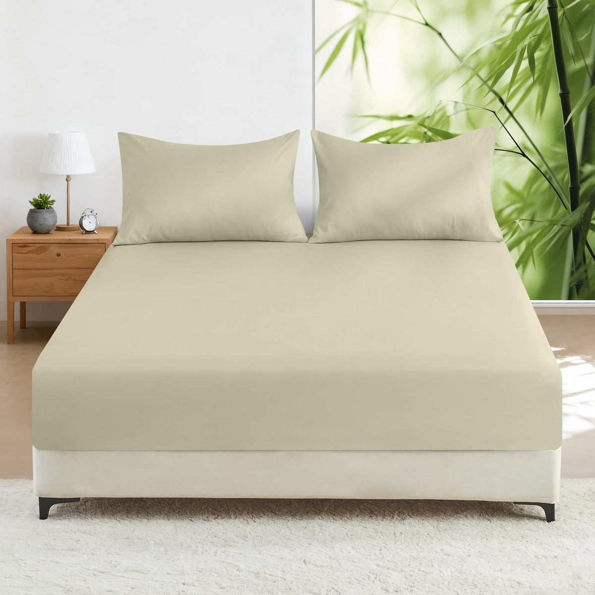 LINENLINK 2000TC Bamboo Fitted Sheet for Hot Sleepers