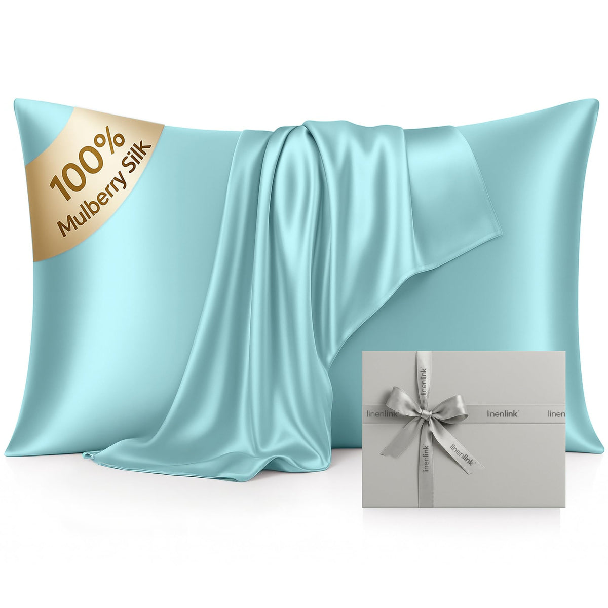 LINENLINK 100% Mulberry Silk Pillowcases, 2 Pack