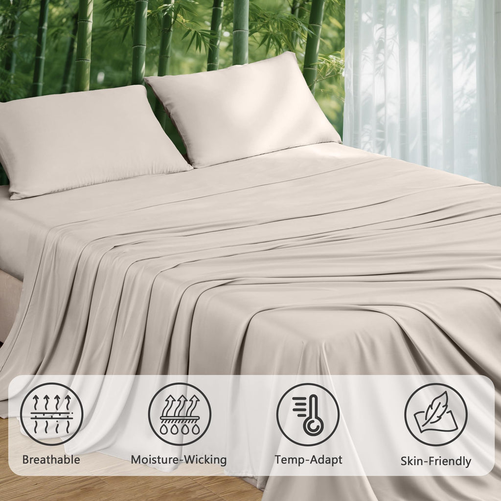 LINENLINK 100% Bamboo Sheet Set 4 Piece for Hot Sleepers