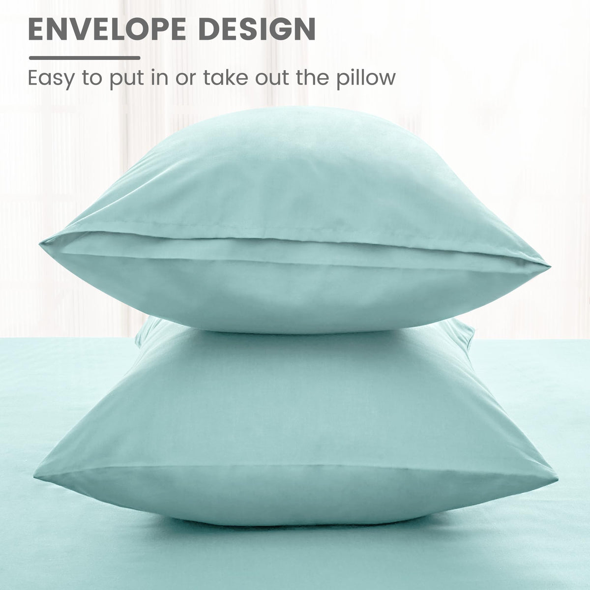LINENLINK Luxury Cotton Blend Pillowcases (Set of 2), Envelope Closure Soft and Breathable Pillowcases Set