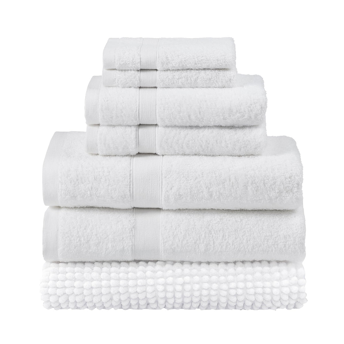LINENLINK 100% Cotton 7 Piece Towel Set with Bath Mat