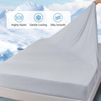 LINENLINK Cooling Fitted Sheet 1 Piece – Arc-Chill Tech Q-Max>0.5, Cool-to-Touch & Silky Smooth Fabric, 40cm Deep Pocket for Hot Sleepers & Night Sweats