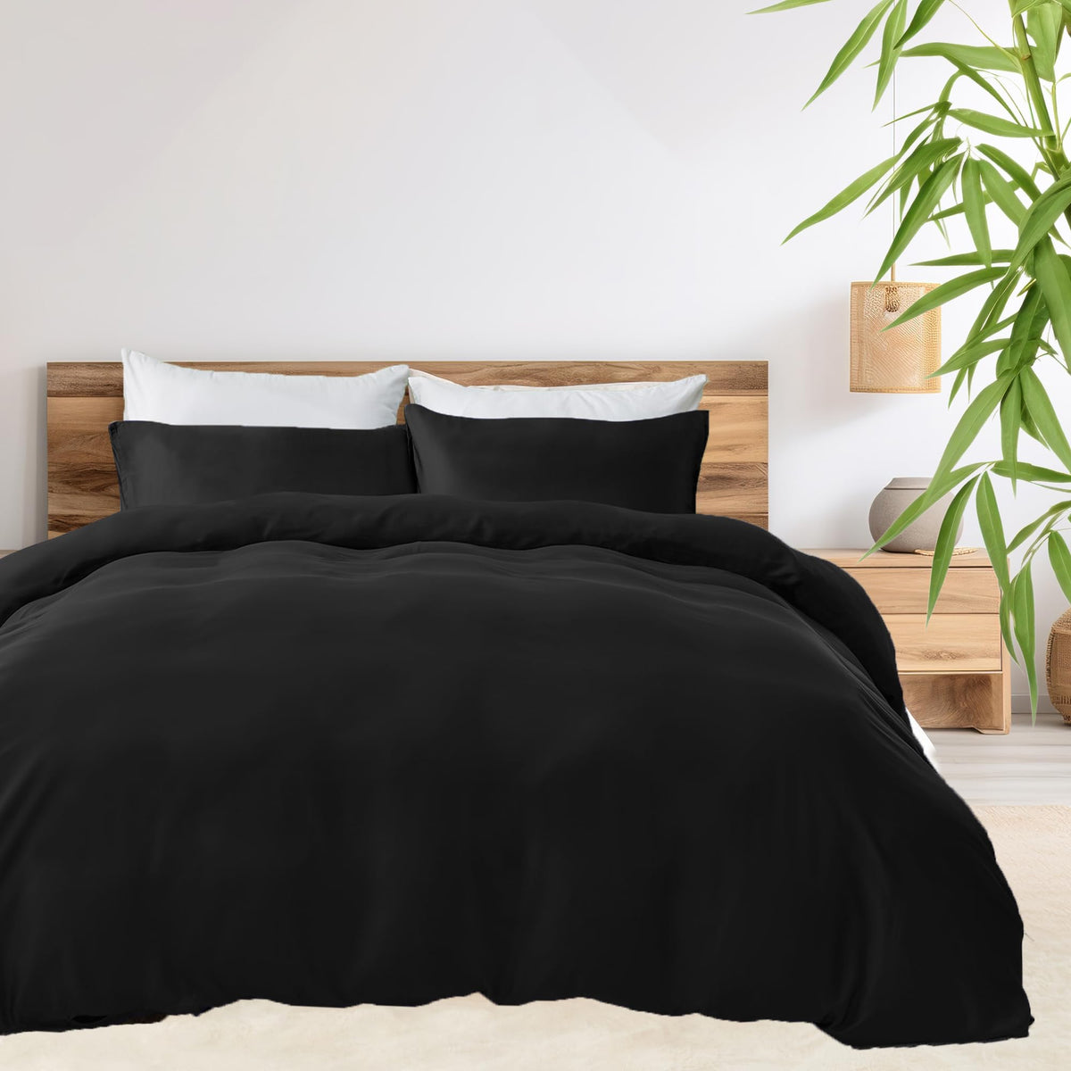 LINENLINK 100% Bamboo Quilt Cover Set for Hot Sleepers, Teal Blue