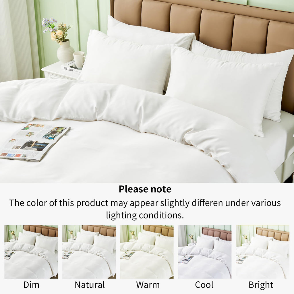 LINENLINK 100% Bamboo Quilt Cover Set for Hot Sleepers, Teal Blue