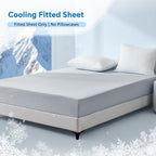 LINENLINK Cooling Fitted Sheet 1 Piece – Arc-Chill Tech Q-Max>0.5, Cool-to-Touch & Silky Smooth Fabric, 40cm Deep Pocket for Hot Sleepers & Night Sweats