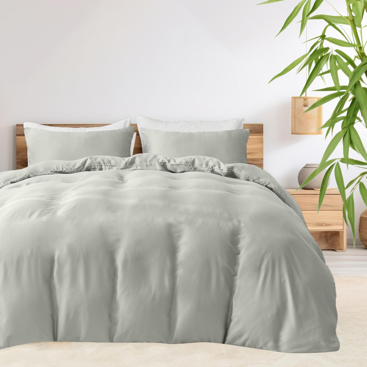 LINENLINK 100% Bamboo Quilt Cover Set for Hot Sleepers, Teal Blue
