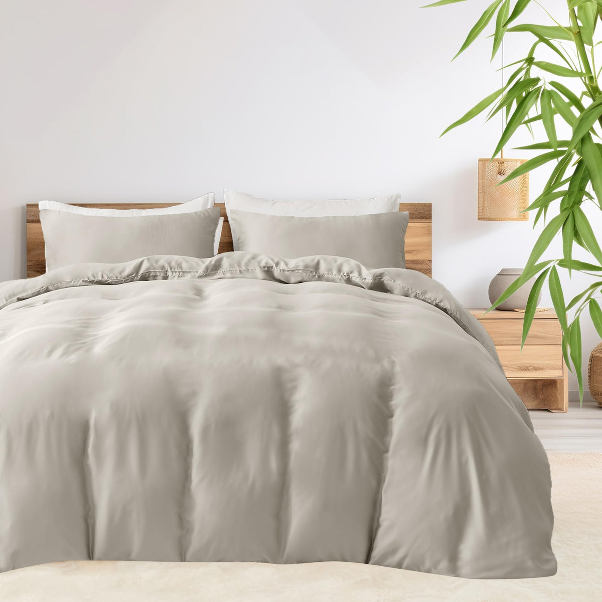 LINENLINK 100% Bamboo Quilt Cover Set for Hot Sleepers, Teal Blue