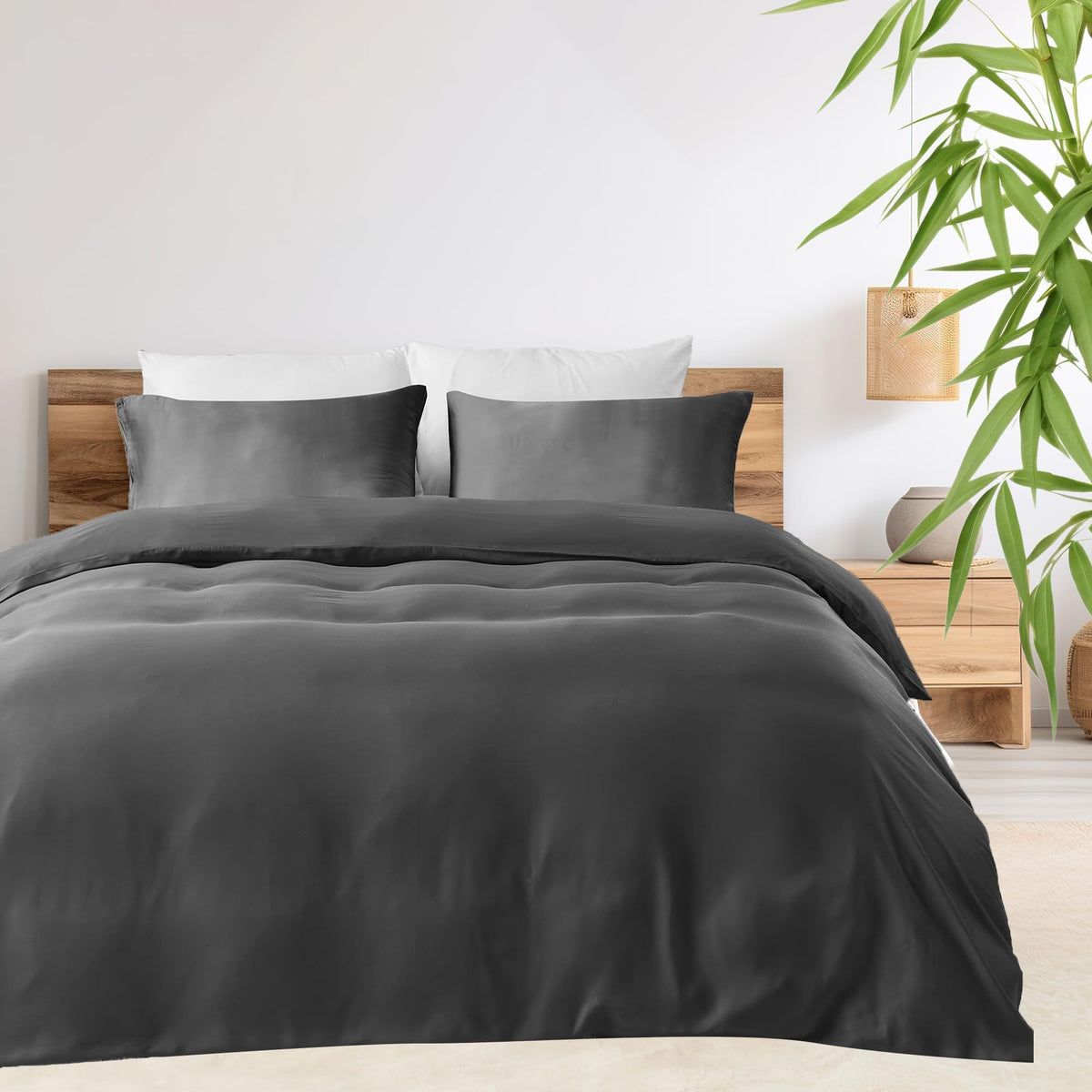 LINENLINK 100% Bamboo Quilt Cover Set for Hot Sleepers, Teal Blue