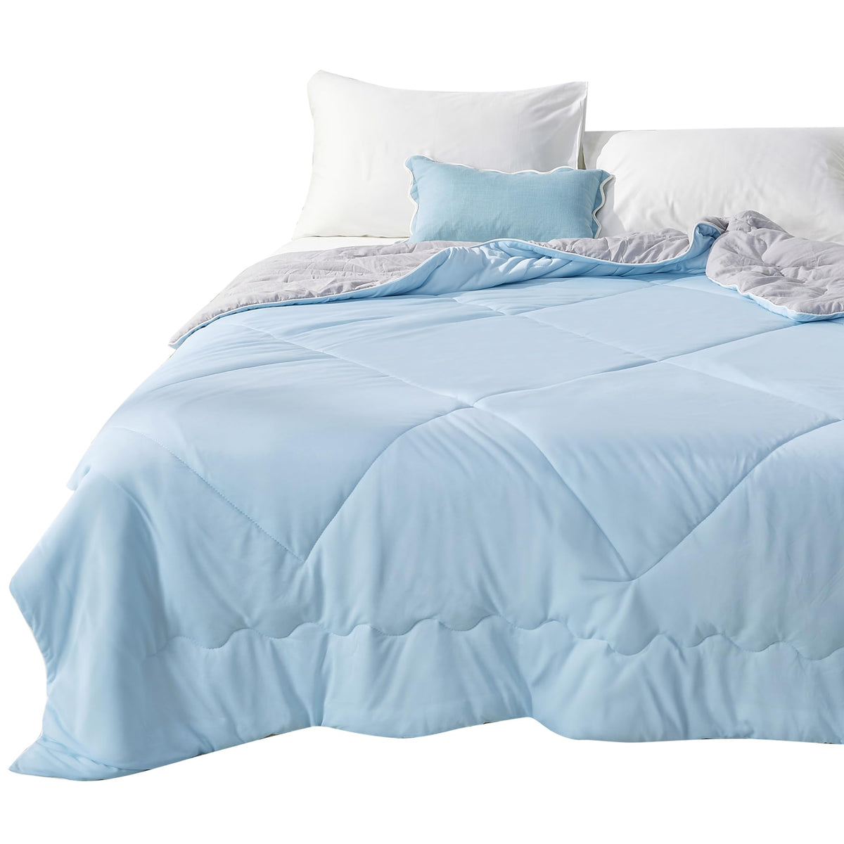 LINENLINK Summer Comforter, Reversible Cooling Blanket with Nylon & Microfiber, Lightweight Quilt for Hot Sleepers, All Season Bedding