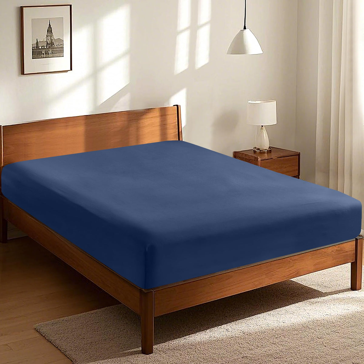 LINENLINK Fitted Sheet – 100% Vintage Washed Cotton - Naturally Soft & Breathable, 40cm Deep Pocket
