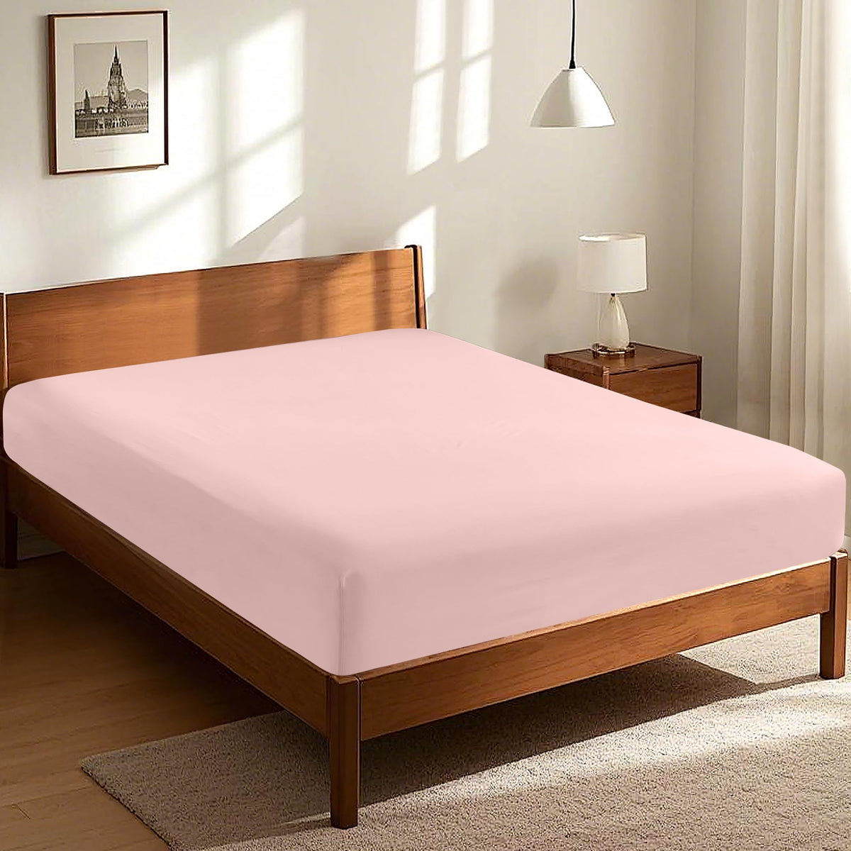 LINENLINK Fitted Sheet – 100% Vintage Washed Cotton - Naturally Soft & Breathable, 40cm Deep Pocket